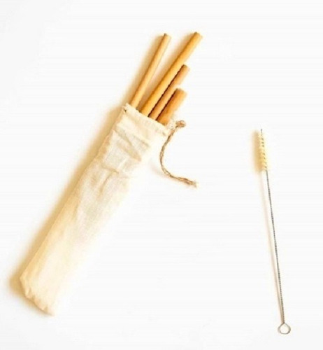 Kit 3 Canudos De Bambus Reutilizáveis E Sustentáveis