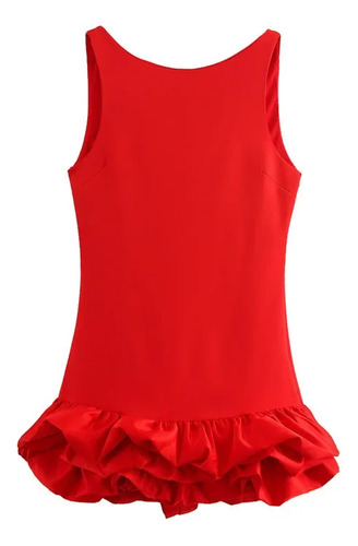 Minivestido Sin Mangas Con Dobladillo Con Volantes
