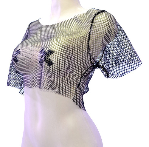 Crop Top De Red Metalizada Juvenil Baile Transparente Neus