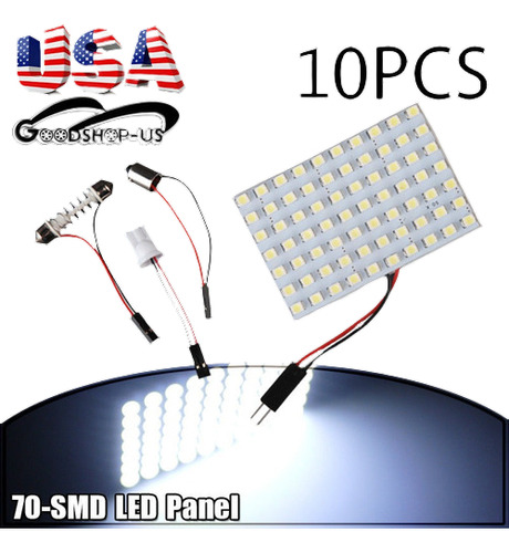 10pcs Blanco Adorno T10 Ba9s Adaptador Y Panel 70smd Domo Ma