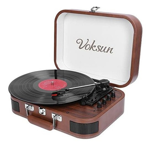 Voksun- Reproductor Toca Discos, Bluetooth, 3 Velocidades  