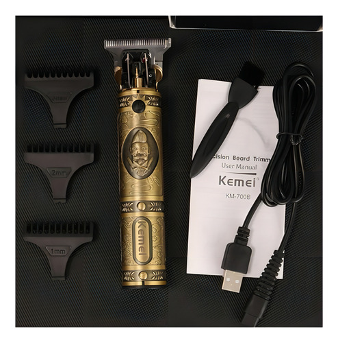 Aparador De Cabelo, Pelos Barba Kemei Sem Fio Recarregavel Cor Dourado 127/220V