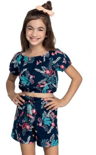 Conjunto Infantil Ciganinha Menina Florido Short + Blusinha 