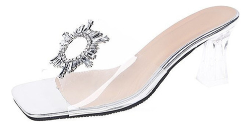 E7 Sandalia Zapatillas Transparente De Tacón Alto Mujer Moda