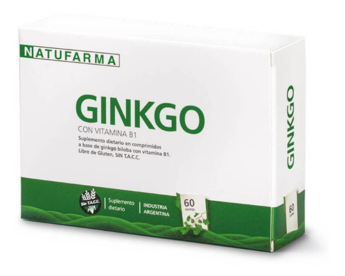 Ginkgo 60 Comp. Natufarma Ginkgo Biloba Vitamina B1 Sin Tacc Sabor Neutro