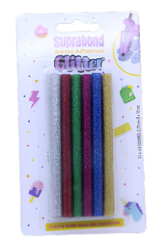 Barras Silicona Suprabond Pistola Colores Glitter X12