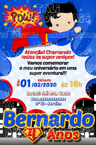 Convite Digital Superman Cute #mod2 Leia A Descrição 