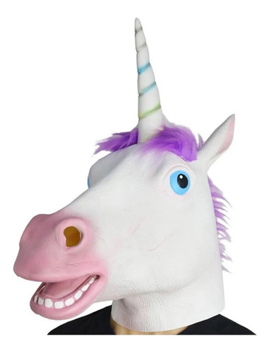 Mascara Cabeza Caballo Unicornio Blanca Máscara Halloween Lá