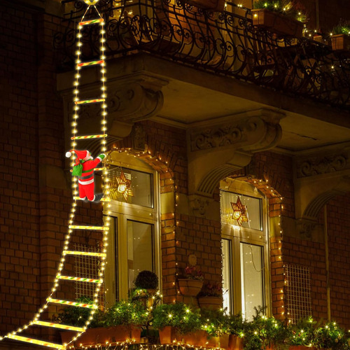 Luces Led De Decoración Navideña Con Escalera De Papá Noel