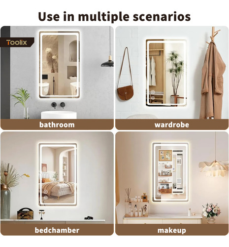 Espejo Led Baño 60x100cm Touch 3 Modo Con Función Antivaho