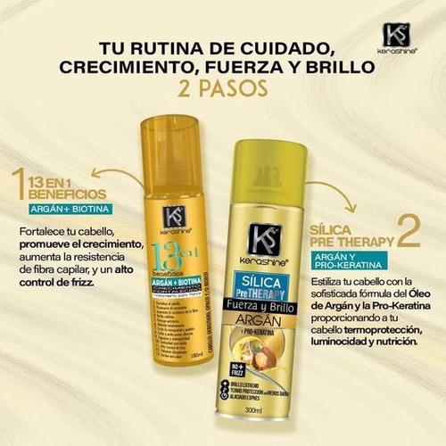 3 Pz Kerashine Tratamiento Capilar 13argán+biotina 180ml C/u