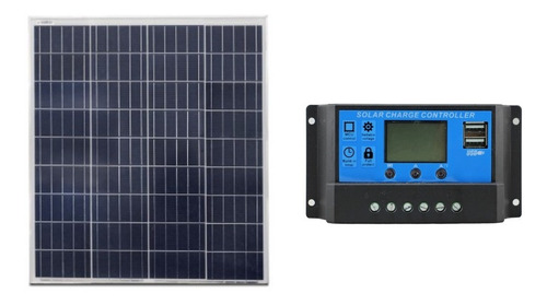 Controlador De Carga Solar 30a + Placa Solar De 55w 60w