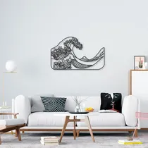 Comprar Quadro Escultura Grande Onda Kanagawa 150x92 Preto Mdf 6mm