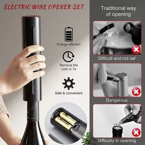 Imagen 7 de 9 de Descorchador Sacacorcho Destapador Abridor Eléctrico Vino