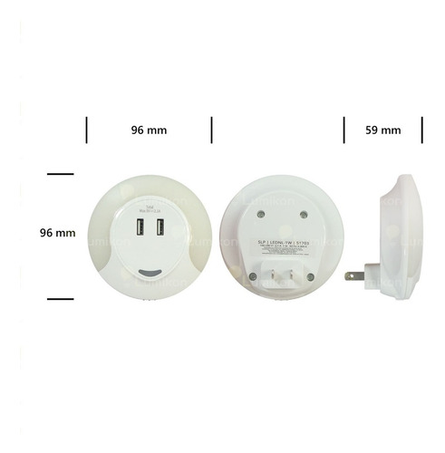 Imagen 5 de 7 de Toma Corriente Philco Blanco Luz De Noche Cálida 2 Usb