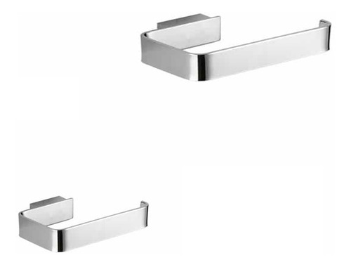 Juego De 2 Accesorios Para Baño Acero Inox Cromado Lujo