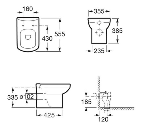 Bidet Dama Senso 3 Orificios Con Lluvia Roca Ricardo Ospital Color Blanco