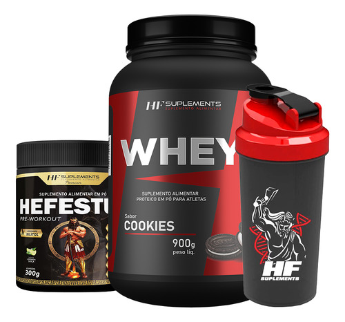 Whey Protein Cookies 900g + Pré Treino Limonada + Coq