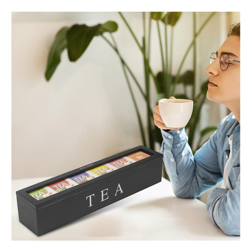 Caja De Almacenamiento De Té De Madera, Compartimentos Retro