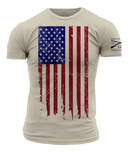 Polera Para Hombre Con Bandera Patriótica De América Grunt S