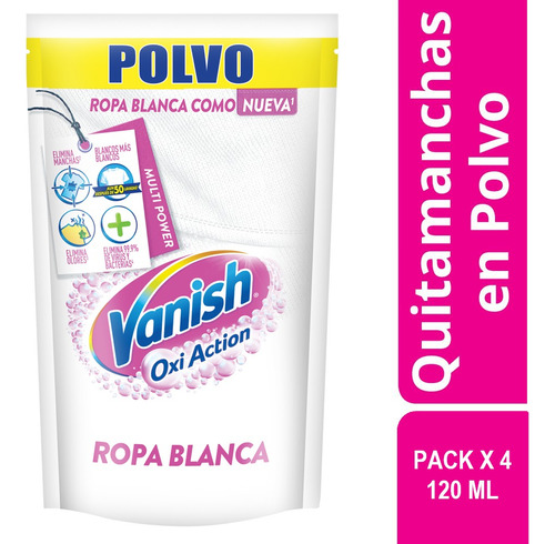 Vanish Oxi Action Ropa Blanca Dp Polvo 120g Pack X 4