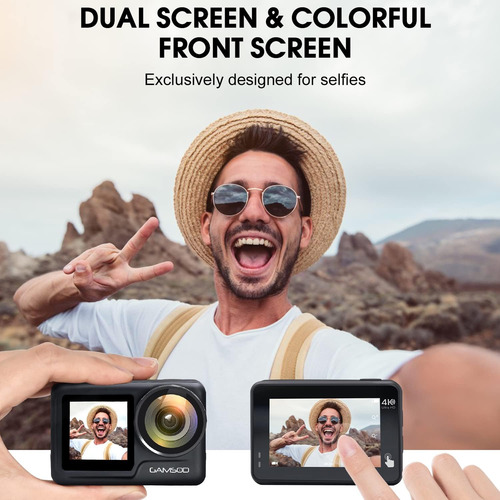 Cámara De Acción Wifi 4k 60fps 20mp Con Lcd Frontal Y Pantal