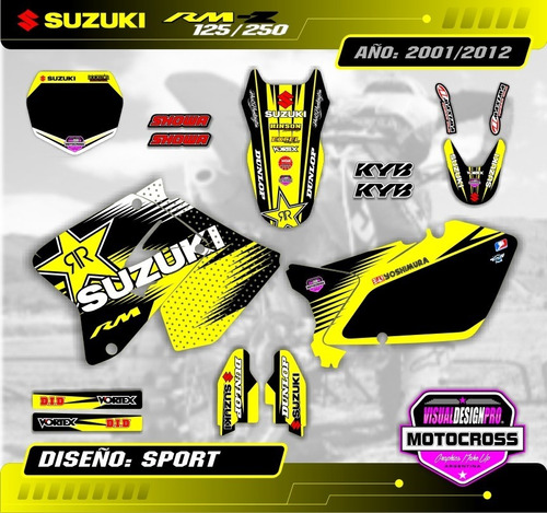 Kit Calcos Grafica - Suzuki Rm 125/250 Año 2001/12