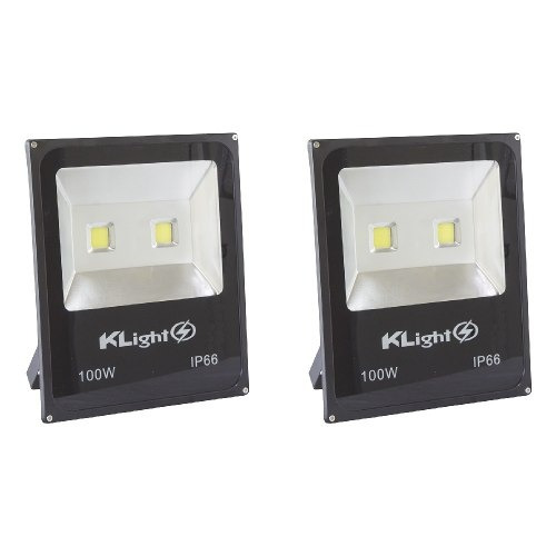 Refletores Led 100w Branco Holofote Bivolt Prova Dágua Kit 2