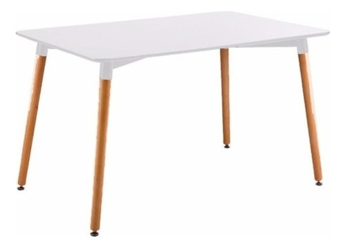 Mesa De Comedor Rectangular Madera Laqueada - Eames 160x90 Tapa Blanco