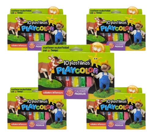 Plastilina Play Color 5 Cajas Pack X 10 Barritas Surtidas