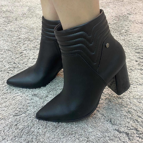 Imagem 2 de 5 de Bota Bico Fico Salto Grosso Ziper Ramarim Original 22-58103