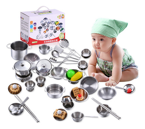18pcs Juguetes De Cocina Utensilios De Cocina De Acero Inoxi