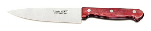 Cuchillo de Chef Medio Golpe Tramontina Polywood con Lámina de Acero Inoxidable y Mango de Madera Tratada Rojo 8"