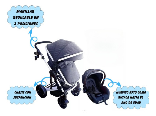 Imagen 3 de 9 de Coche Moisés Lanin 3 En 1 Travel System Mega Baby T.oficial