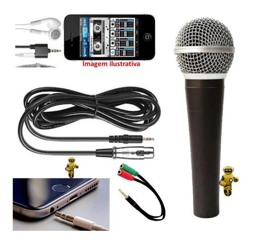 Imagem 5 de 7 de Microfone 58 Com Fio Adaptador Para Usar Em Celular Plug P3