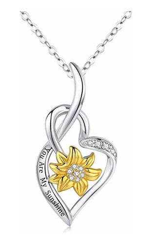 Collar Girasol Corazón Regalo Amor Amistad Mamá Swarovski El