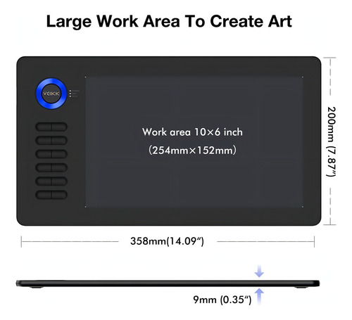 Tableta Digitalizadora Veikk A15 Tableta De Dibujo Gráficas Color Azul