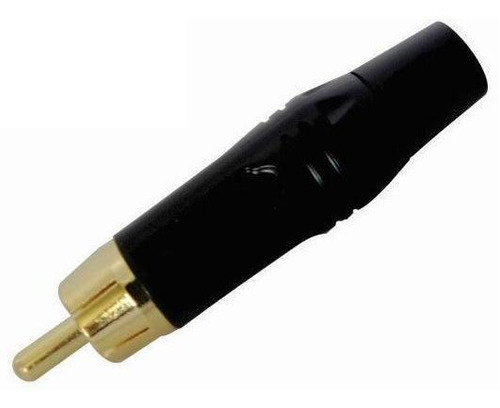 Plug Rca Macho Negro, Metálico Franja Negra Kapton Pl-185bk