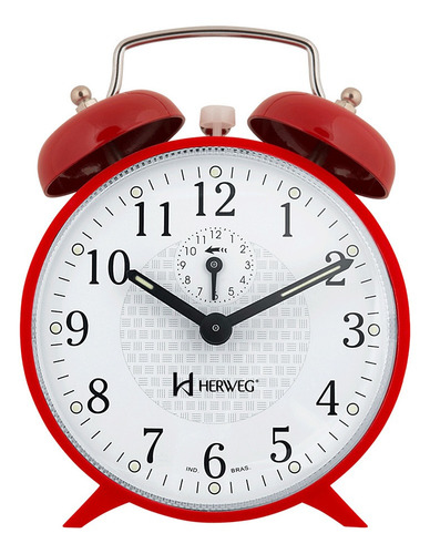 Relógio Despertador A Cordas Campainha Vermelho Herweg