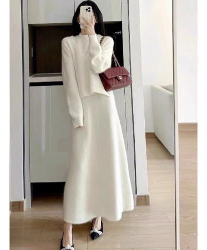 Vestido De Punto Para Mujer, Traje De Dos Piezas Elegante De