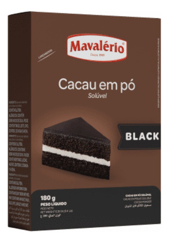 Cacau Em Pó Solúvel Black Mavalério 180g