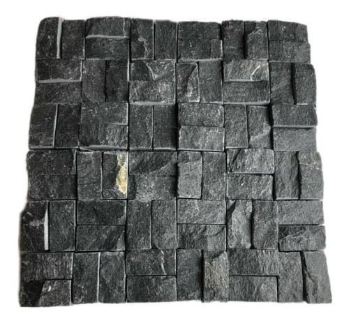 Mosaico Malla De Piedra Negro Cenizo Exteriores E Interiores