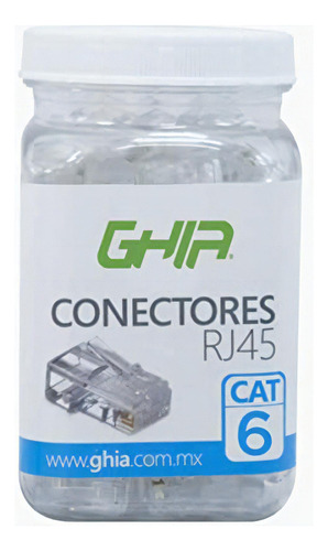Conector Rj45 Ghia Cat 6, Utp 100 Piezas, De Policarbonato