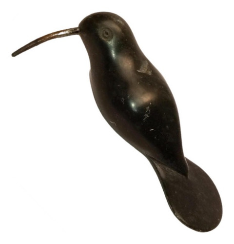 Estatua De Colibri Tallada A Mano En Piedra Onix Negra 12 Cm