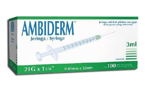 Jeringa Desechable Estéril 3ml Ambiderm Caja C/100