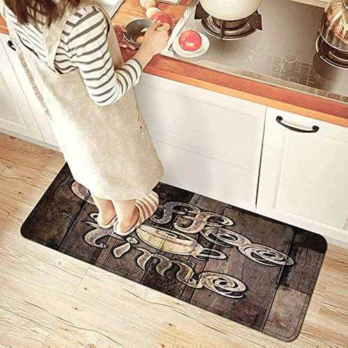 Jismuci Alfombra De Cocina, Modern Coffee Time Grunge Back P