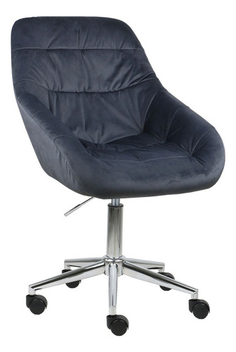 Cadeira França De Luxo Estofada Em Suede Liso Base Rodizio Cor Cinza-escuro
