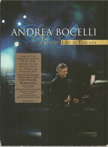 Dvd Andrea Bocelli Vivere Live In Tuscany