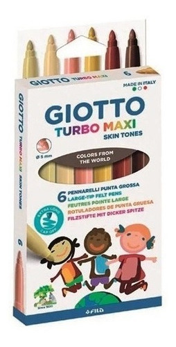 Marcadores Giotto Turbo Maxi Skin Tones X6 Colores Tono Piel