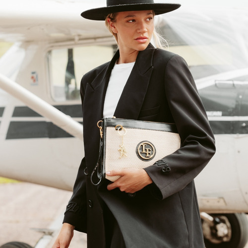 Clutch Marsella Rafia Negro